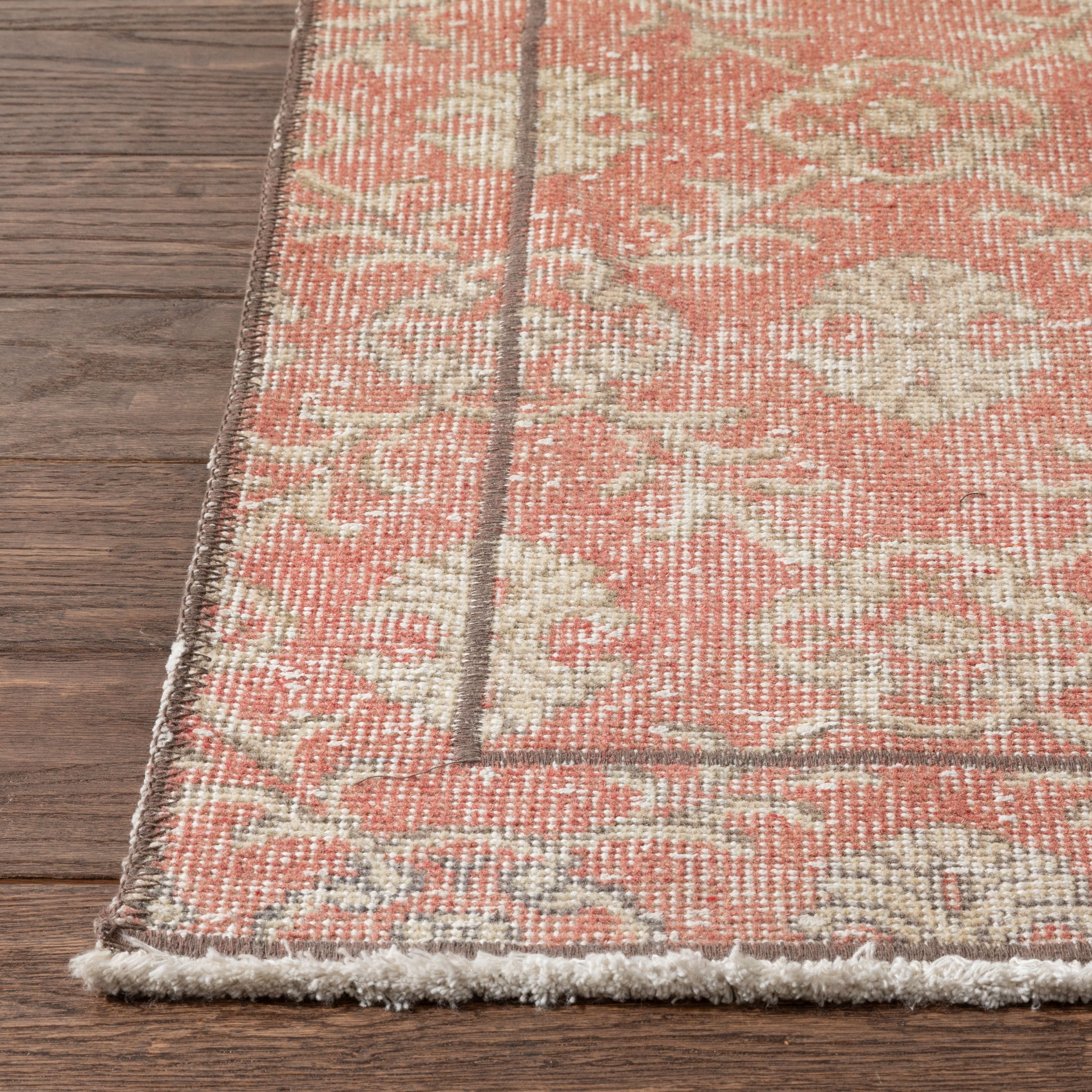 Silah Red & Beige Persian Geometric Lattice Pattern One-of-a-Kind Handmade Wool Area Rug 2'7" x 11'2" Runner