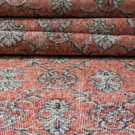 Tuzzi Red & Navy Blue Persian Geometric Lattice Pattern One-of-a-Kind Handmade Wool Area Rug 2'7" x 10'3" Runner