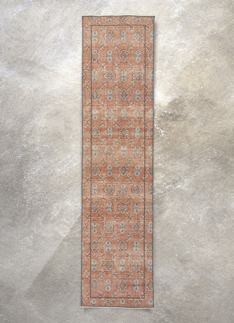 Edzen Red & Purple Persian Geometric Lattice Pattern One-of-a-Kind Handmade Wool Area Rug 2'7" x 10'7" Runner