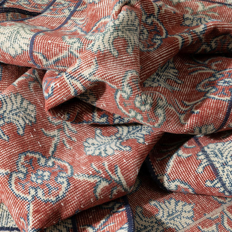 Berliana Red & Navy Blue Persian Geometric Lattice Pattern One-of-a-Kind Handmade Wool Area Rug 2'7" x 10'8" Runner