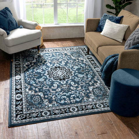 Nima Traditional Medallion Persian Blue Rug