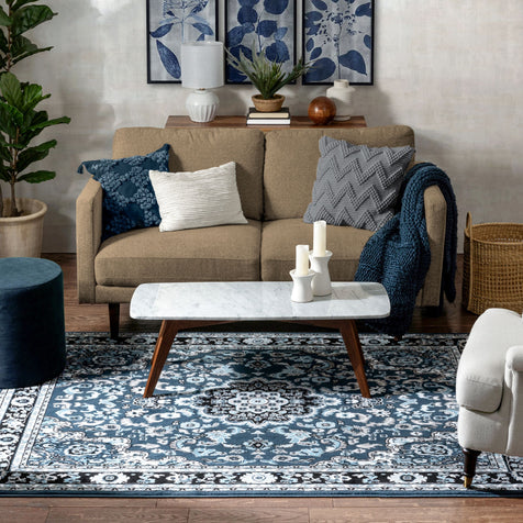 Nima Traditional Medallion Persian Blue Rug