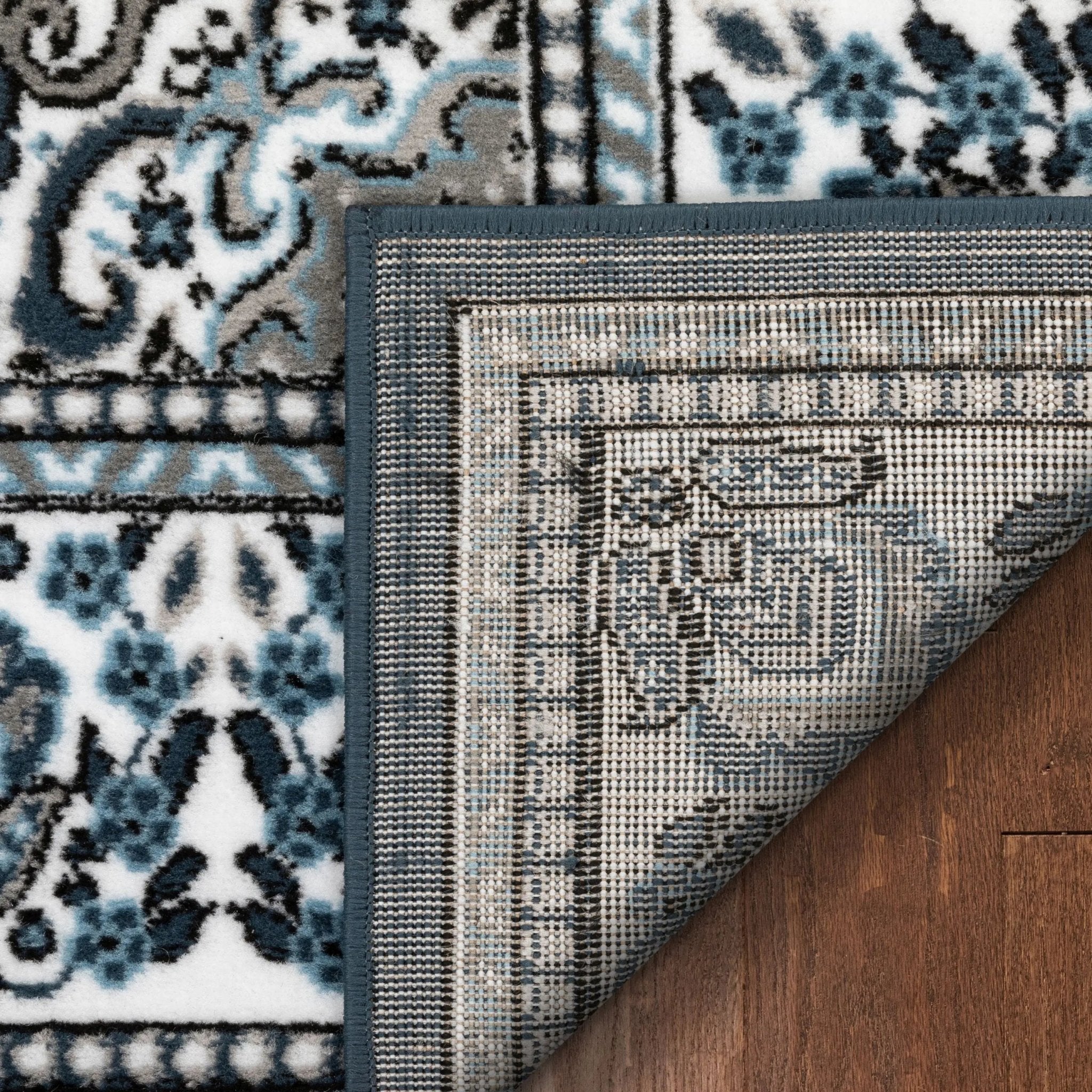 Malika Traditional Medallion Persian Floral Dark Blue 5'3" x 7'3" Rug Well Woven