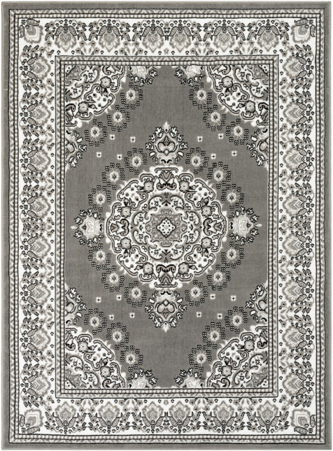 Malika Traditional Medallion Persian Floral Grey Rug