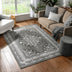 Malika Traditional Medallion Persian Floral Grey Rug