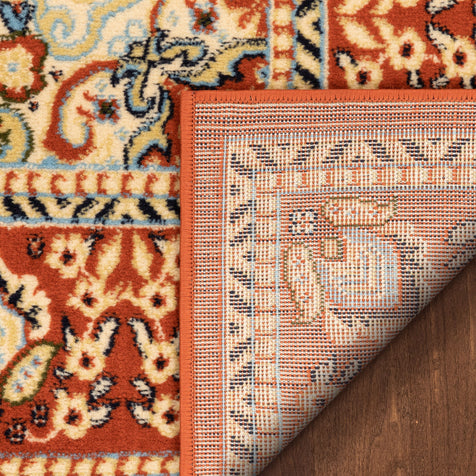 Malika Traditional Medallion Persian Floral Terracotta Rug