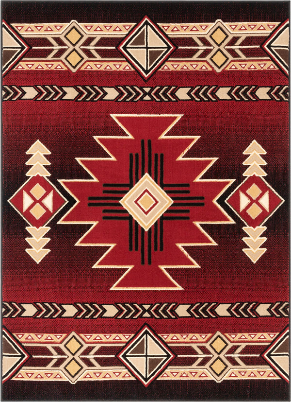 Dakota Tribal Aztec Southwestern Red Rug