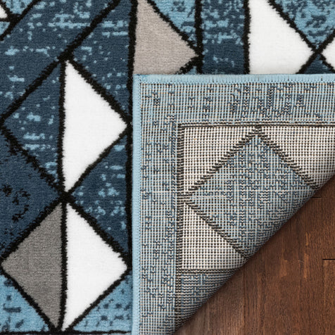 Enola Tribal Geometric Trellis Blue Rug