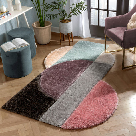 Meraki Modern Geometric Shag Lavender Blush 3D Textured Thick & Soft Shag Rug
