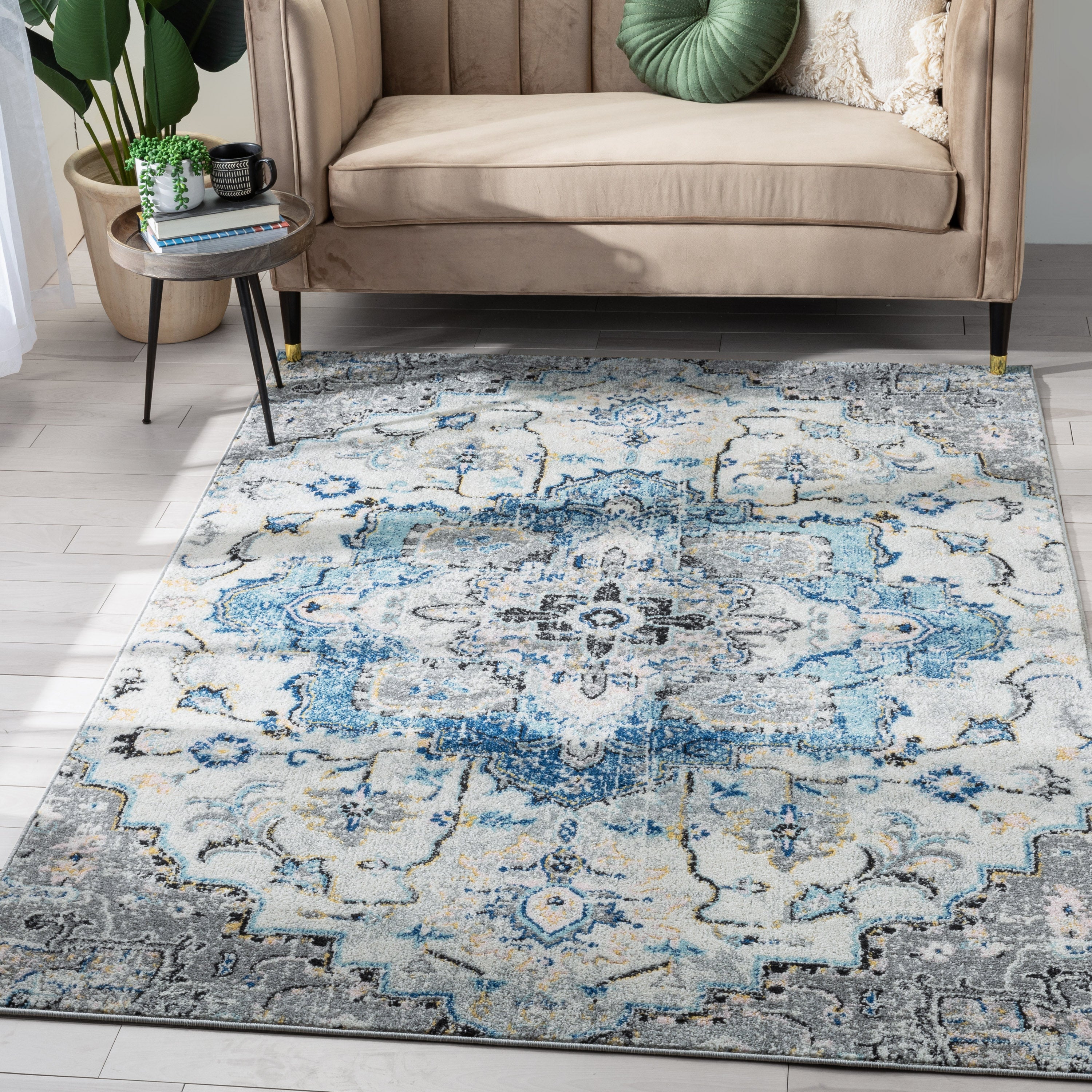 Taura Bohemian Oriental Perisan Light Blue Rug