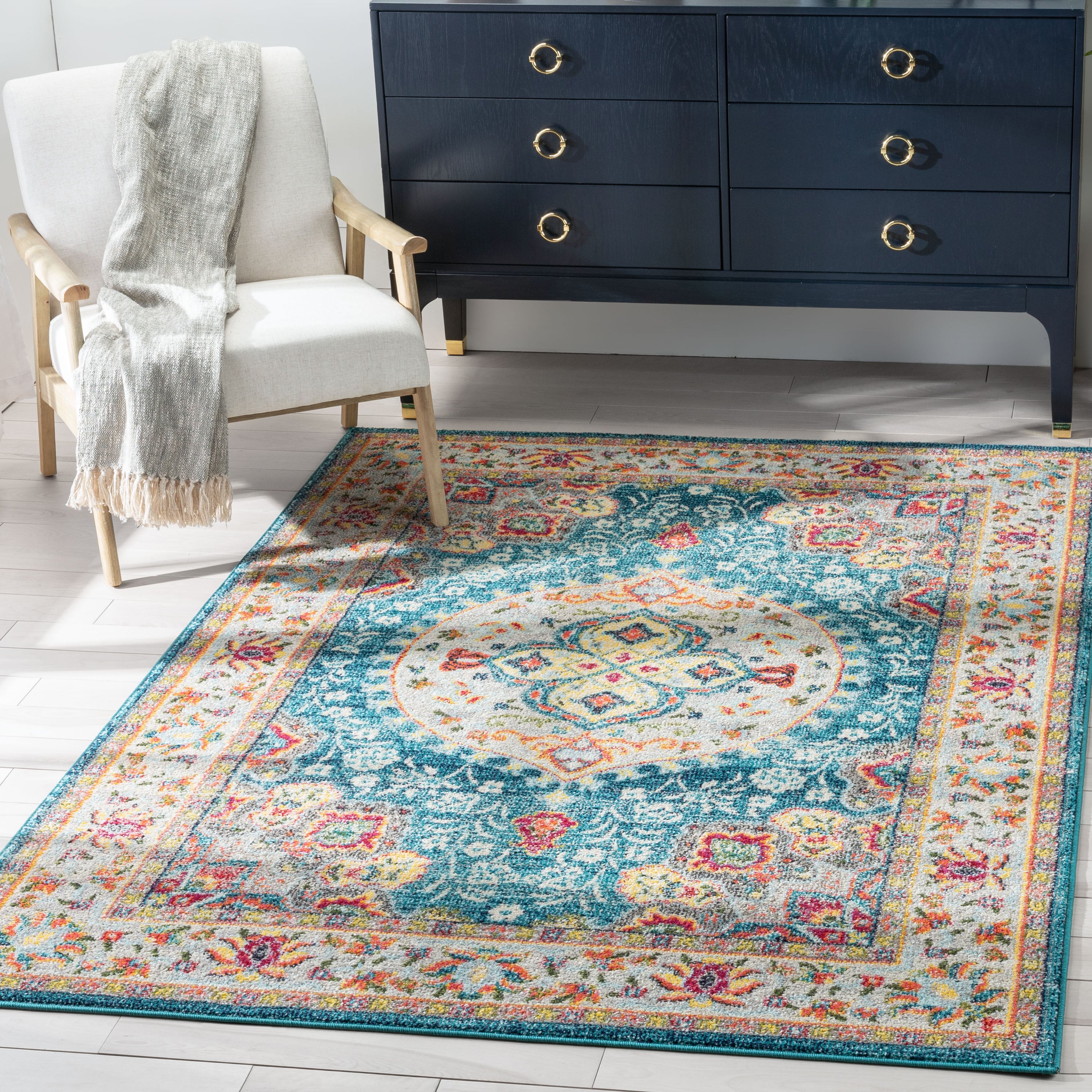 Payson Bohemian Oriental Persian 7'10" x 9'10" Teal Rug