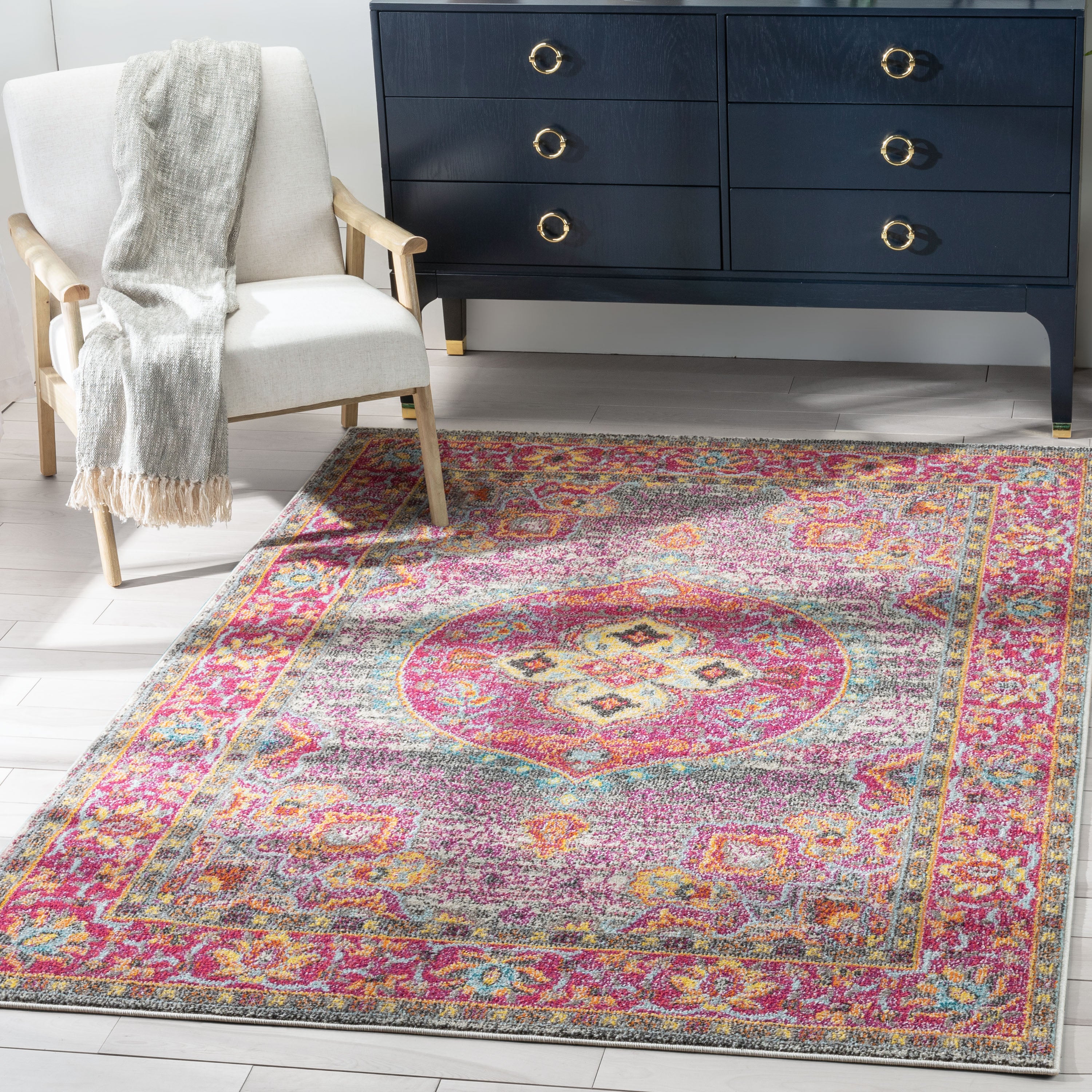 Payson Bohemian Oriental Persian Fuchsia Rug