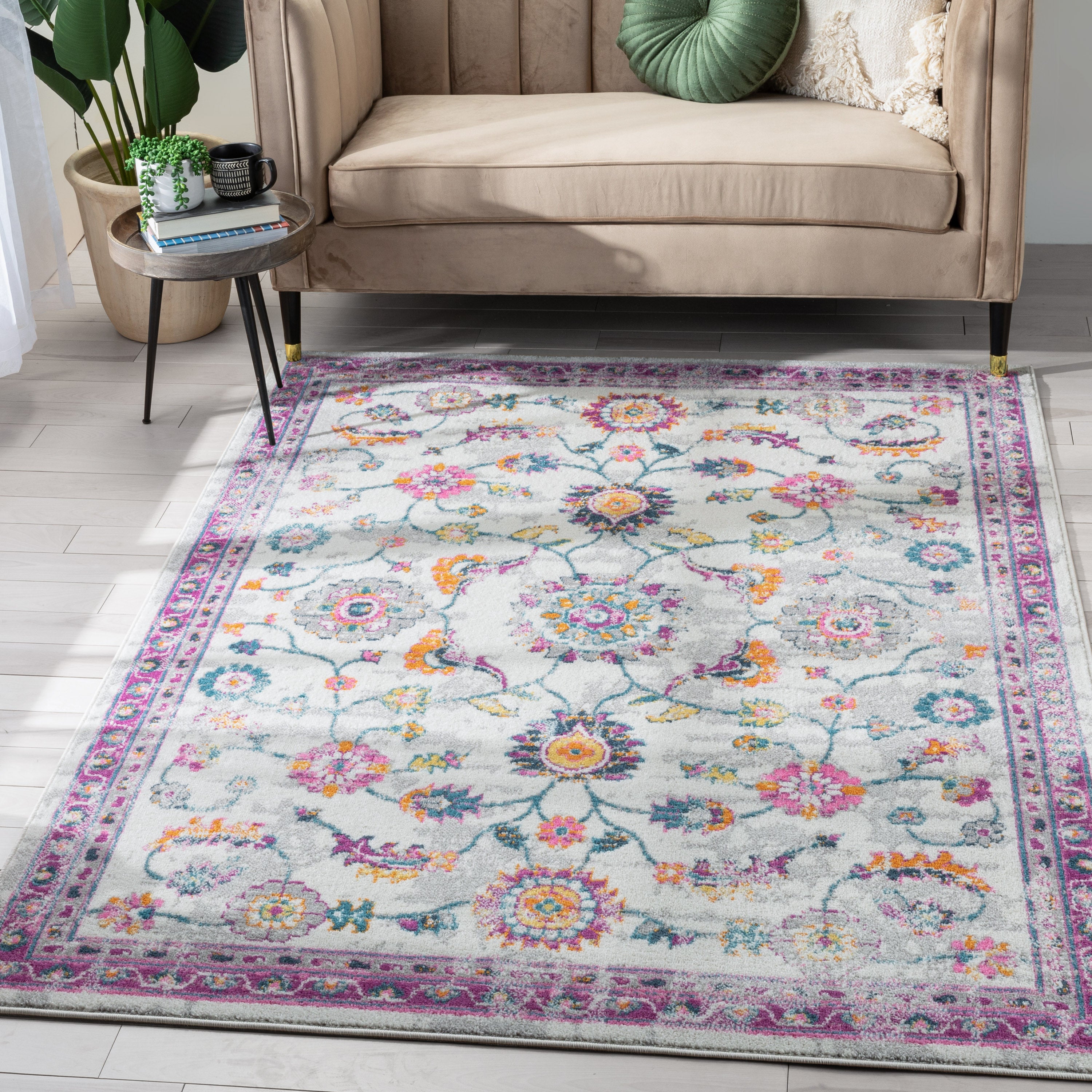 Arlette Bohemian Oriental Perisan Fuchsia Rug