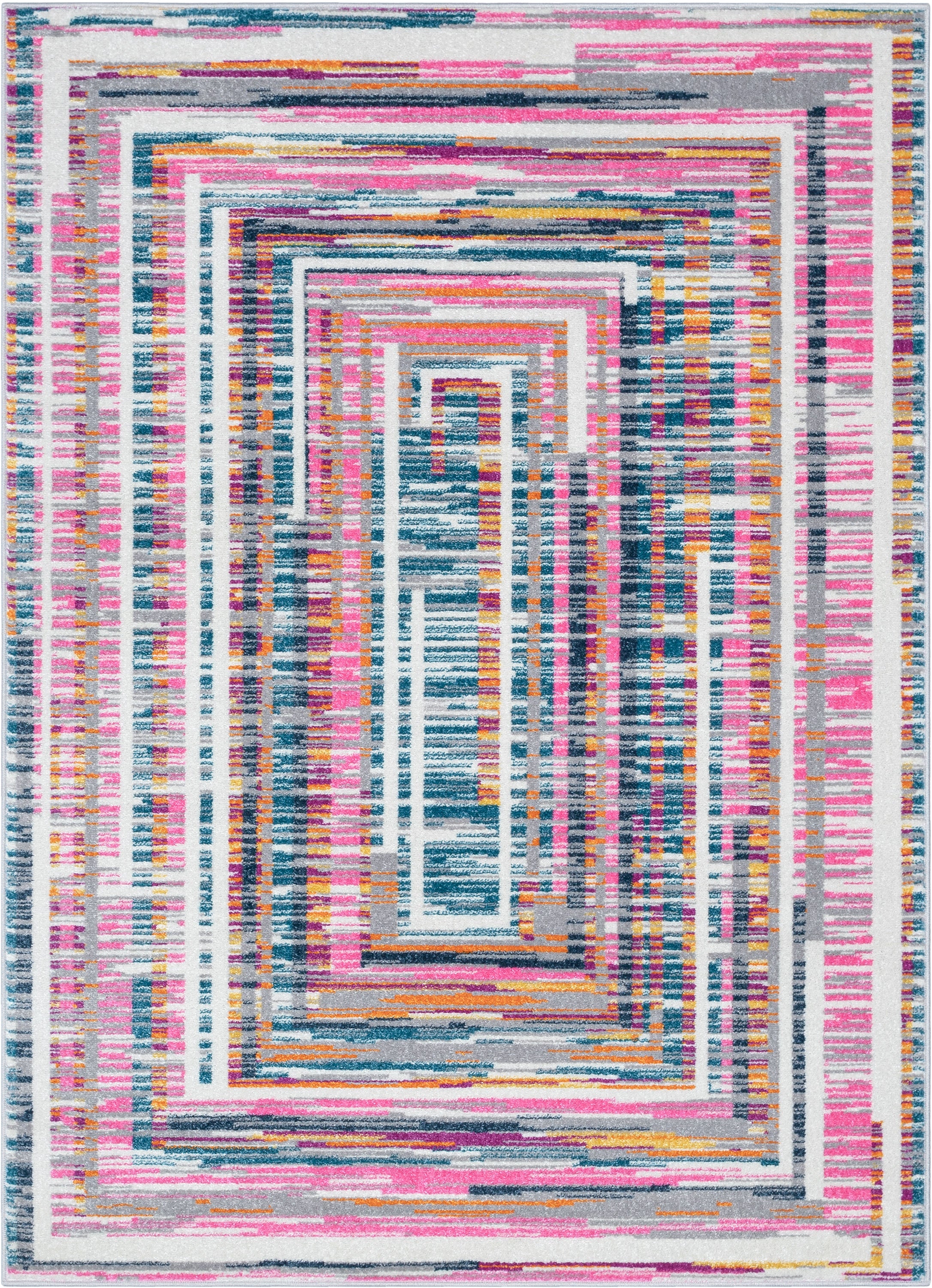 Merle Modern Geometric Border Fuchsia Rug