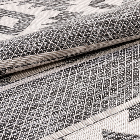 Prados Southwestern Geometric Grey Flatweave Rug