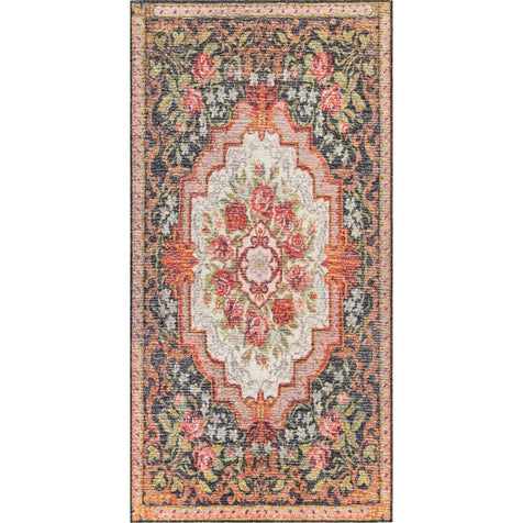 Lateren Eclectic Floral Black-Blush Machine Washable Rug By Chill Rugs 7'7" x 9'6"