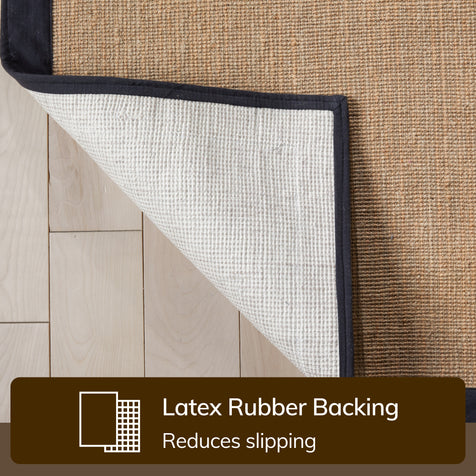 Modern Bordered 5X7 (Non-Slip) Low Profile Pile Rubber Backing