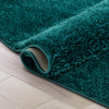 Chroma Glam Solid Ultra Soft Teal Multi-Textured Shimmer Pile Shag Rug