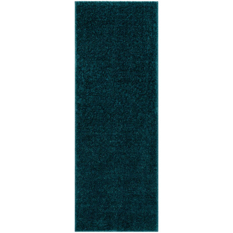 Chroma Glam Solid Ultra Soft Teal Multi-Textured Shimmer Pile Shag Rug