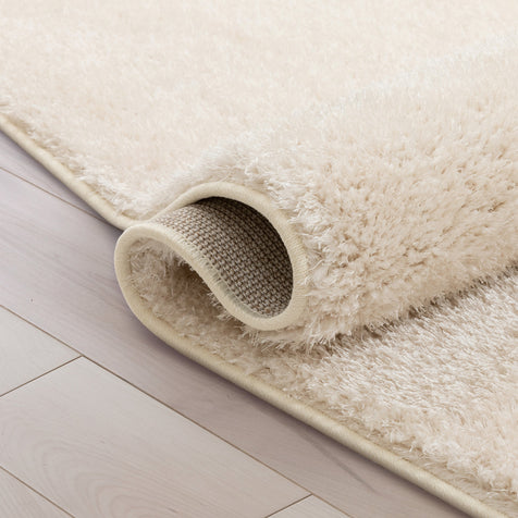 Chroma Glam Solid Ultra Soft Beige Multi-Textured Shimmer Pile Shag Rug