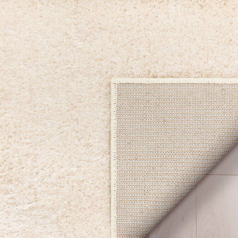 Chroma Glam Solid Ultra Soft Beige Multi-Textured Shimmer Pile Shag Rug