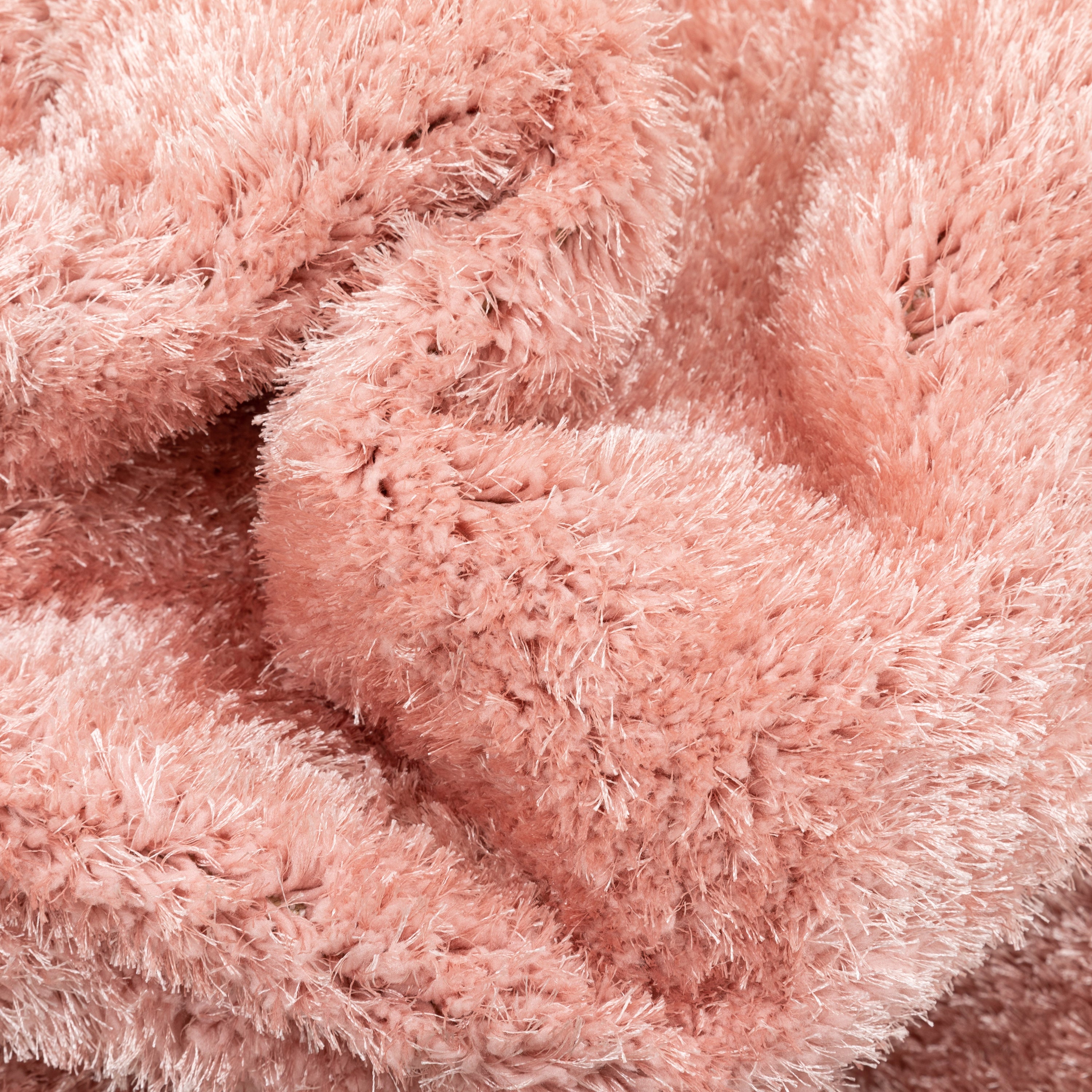 Chroma Glam Solid Ultra Soft Light Pink Multi-Textured Shimmer Pile Shag Rug