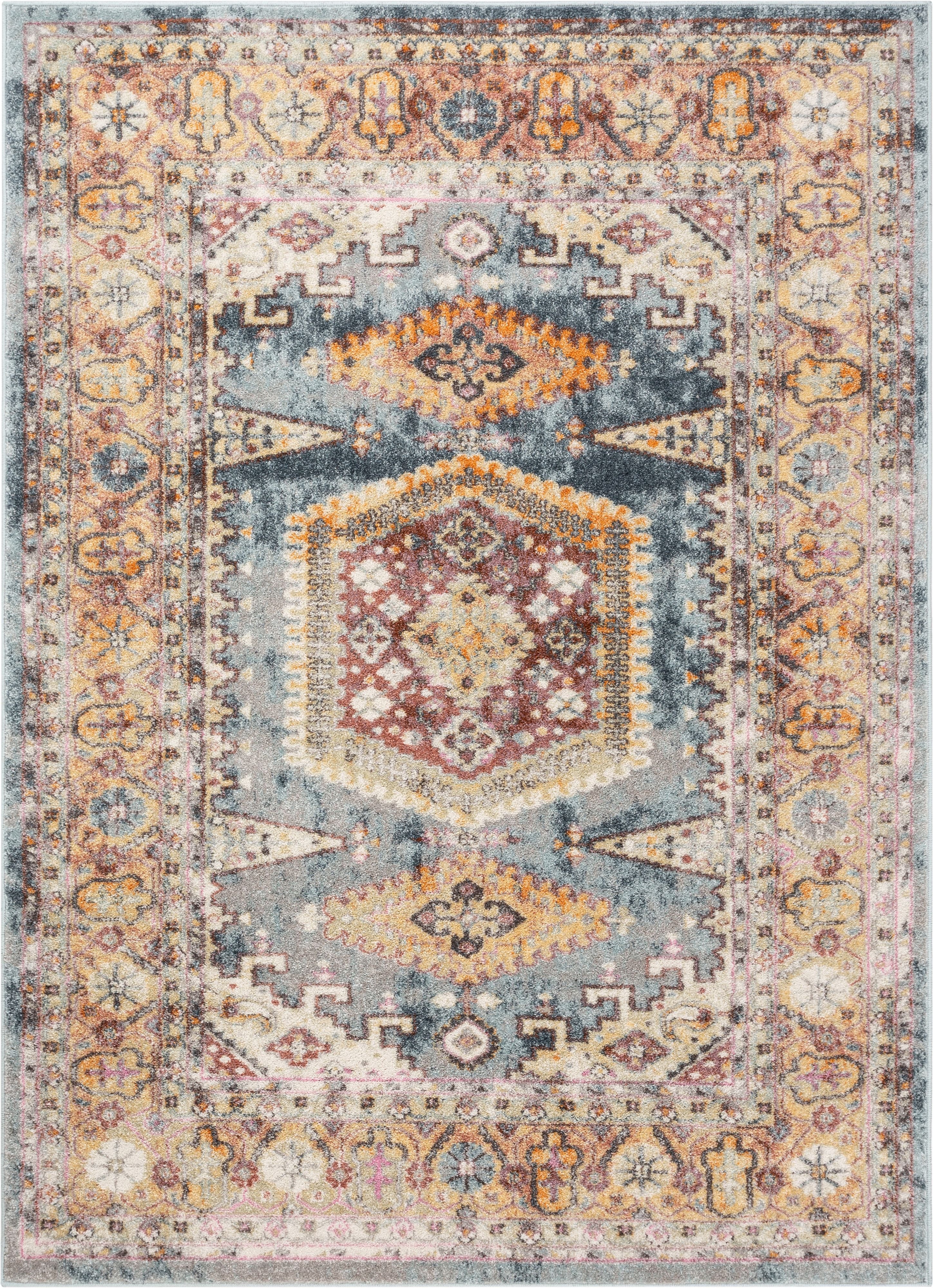 Roswell Bohemian Eclectic Aztec Blue Rug