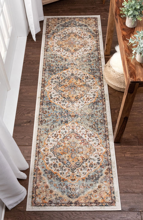 Waco Bohemian Eclectic Floral Beige Rug