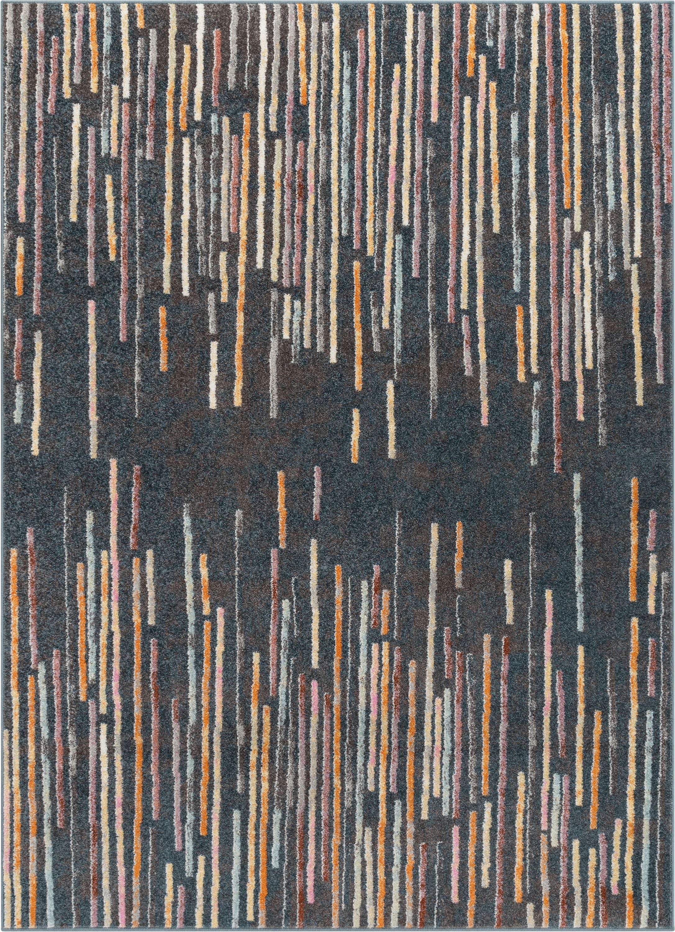 Estes Vintage Abstract Stripes Dark Blue Rug