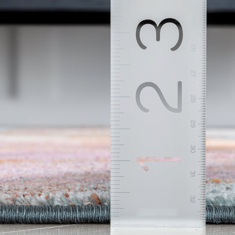 Petal Modern Abstract Paintsplash Distressed Blue Pink Rug