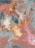Petal Modern Abstract Paintsplash Distressed Blue Pink Rug