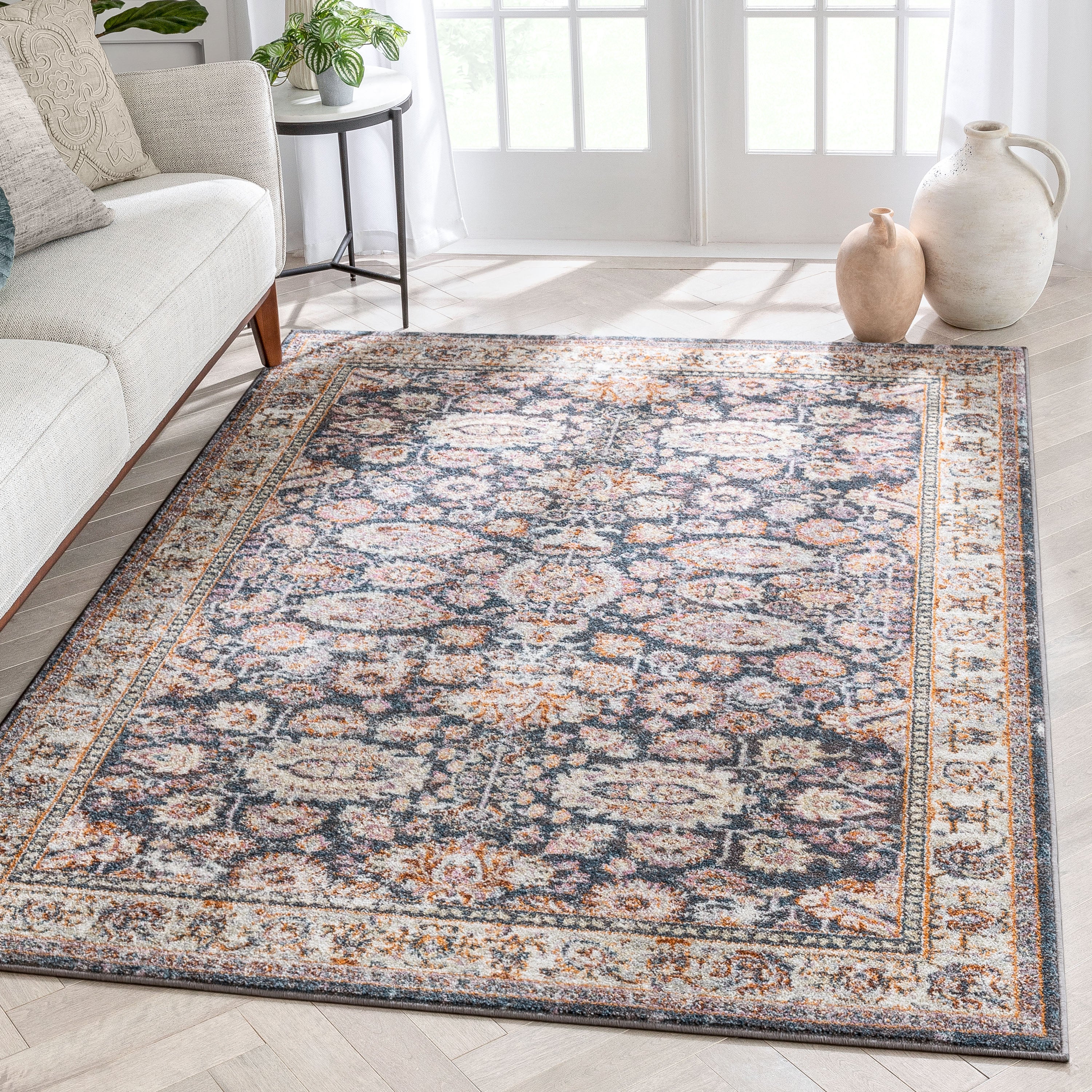 Parker Vintage Bohemian Oriental Dark Blue Rug