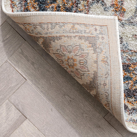 Corona Vintage Eclectic Floral Botanical Border Grey Rug