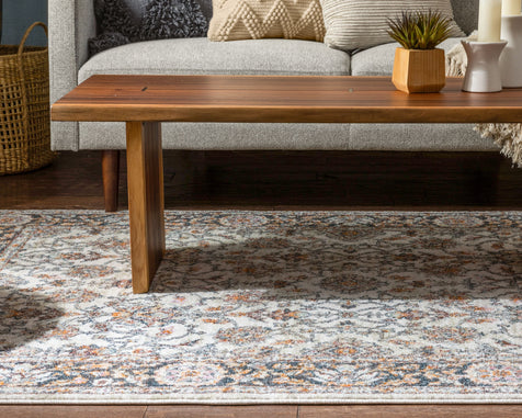 Corona Vintage Eclectic Floral Botanical Border Grey Rug