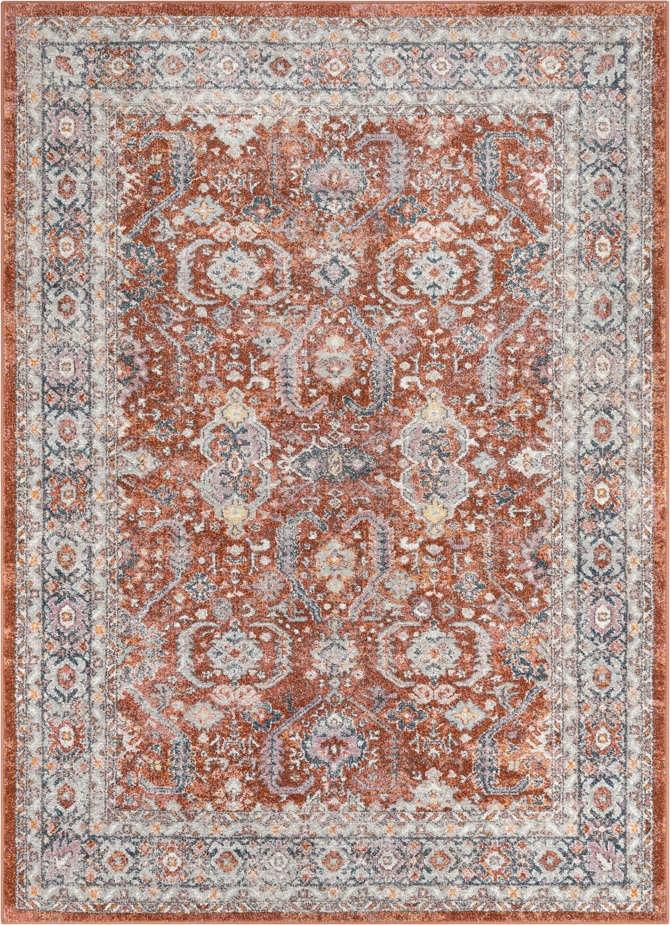 Salida Vintage Oriental Botanical Border Rust Rug