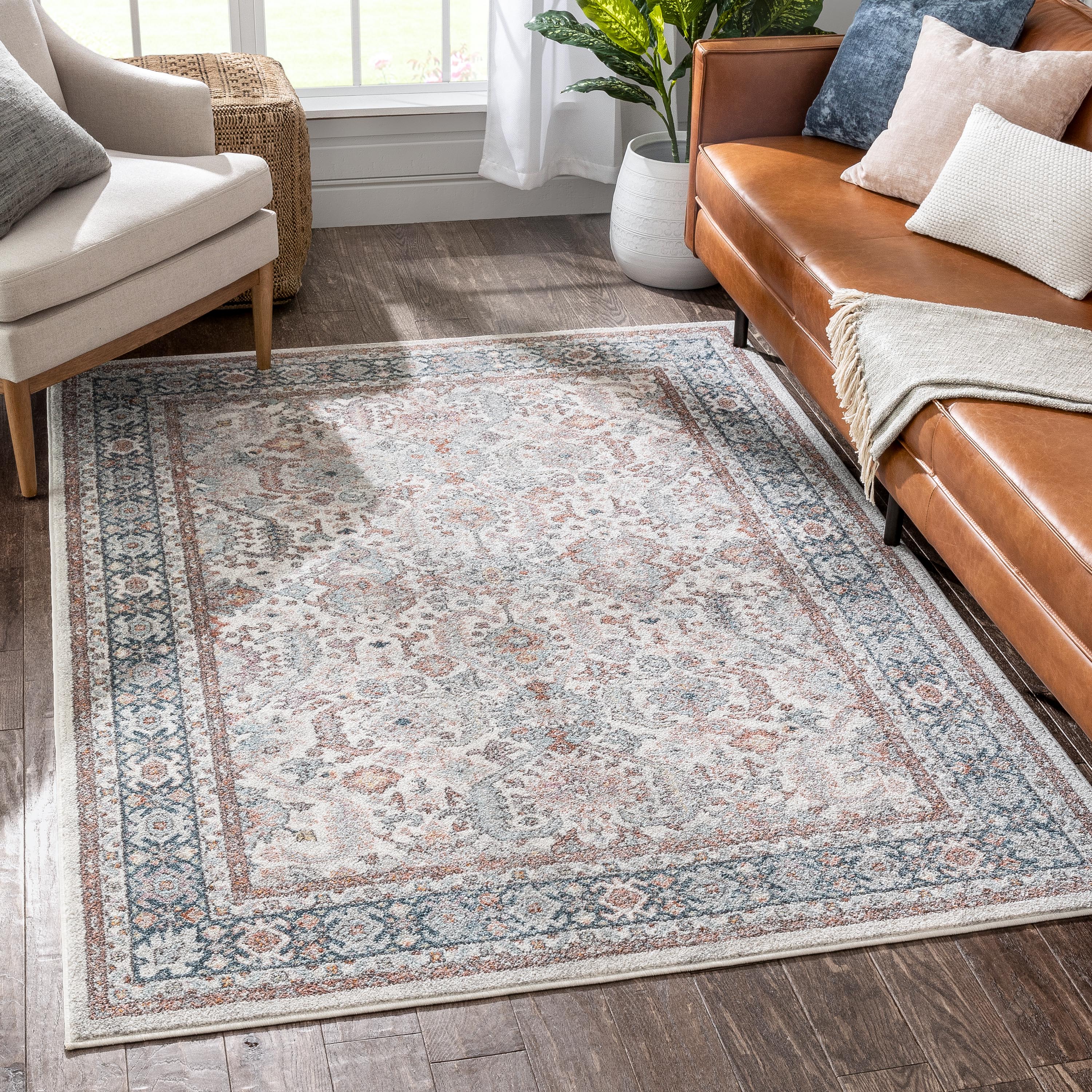 Salida Vintage Oriental Botanical Border Beige Rust Rug