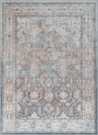 Salida Vintage Oriental Botanical Border Black Grey Rug