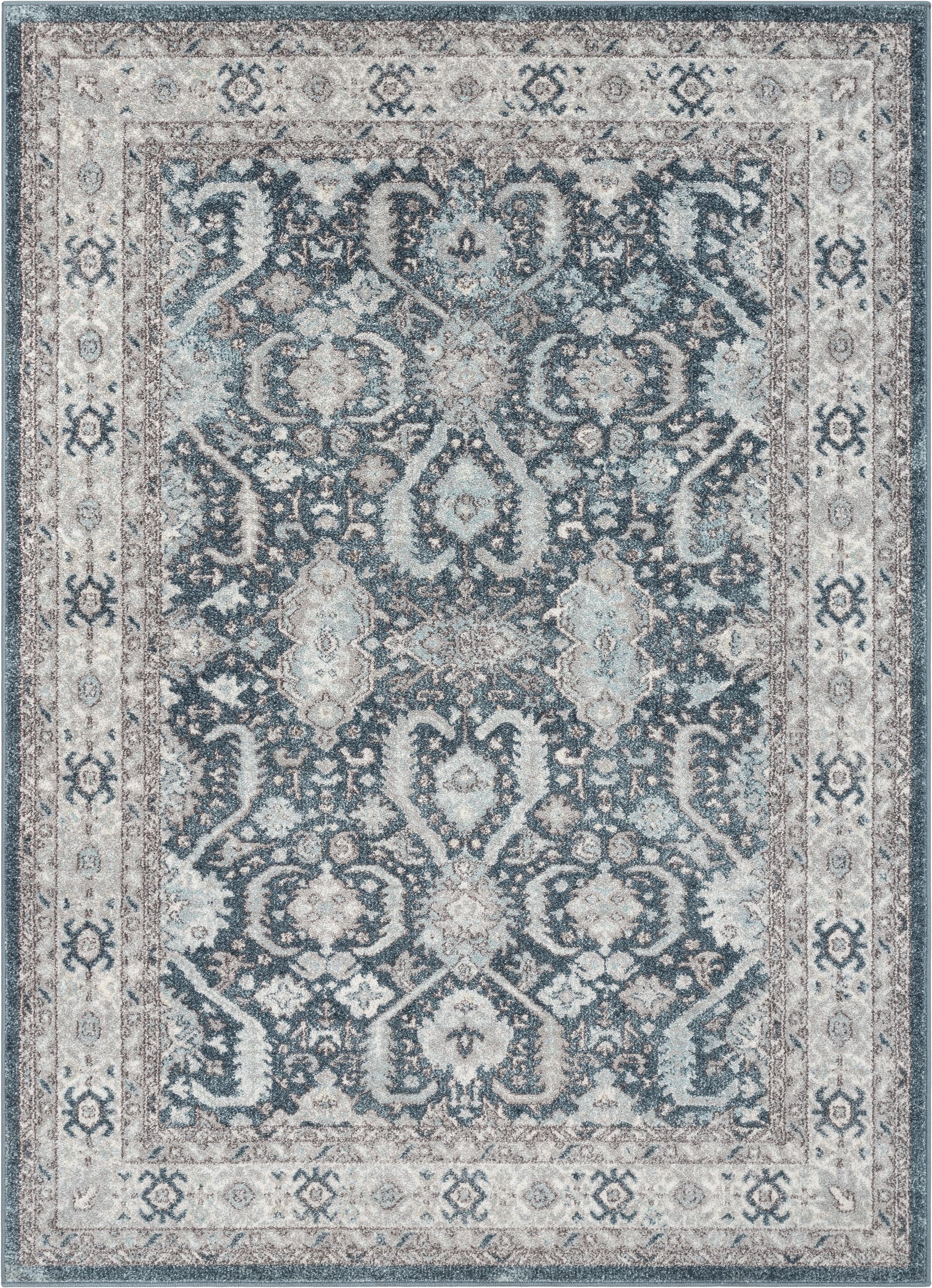 Salida Vintage Oriental Botanical Border Blue Rug