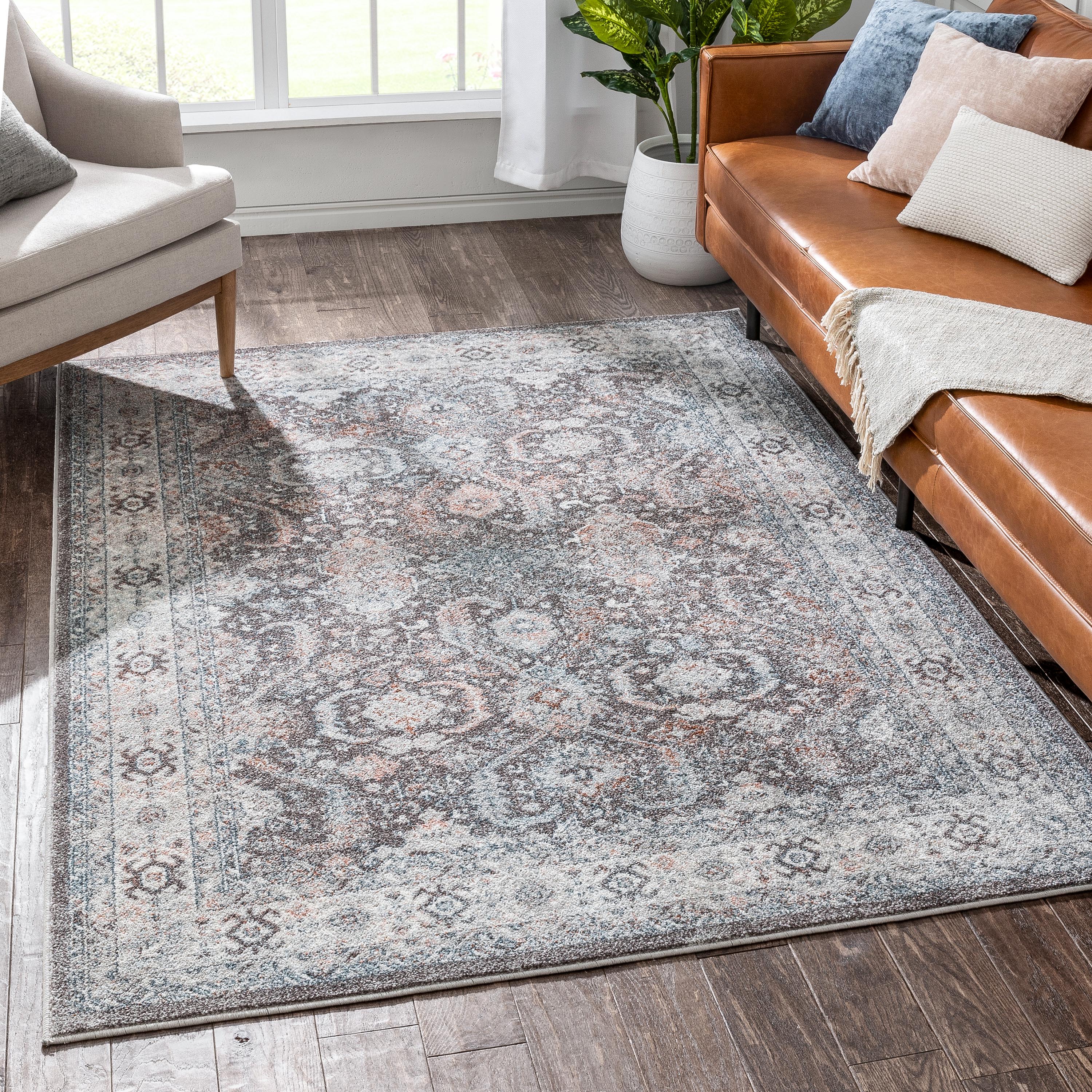 Salida Vintage Oriental Botanical Border Grey Rug