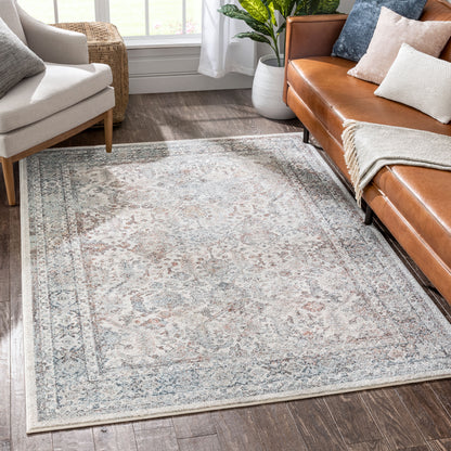 Salida Vintage Oriental Botanical Border Grey Beige Rug