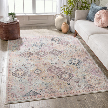 Elaine Vintage Bohemian Panel Grey Ivory Rug