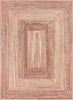 Chindi Bohemian Vintage Solid & Striped Multi-Color Blush Yellow Braided Pattern Rug