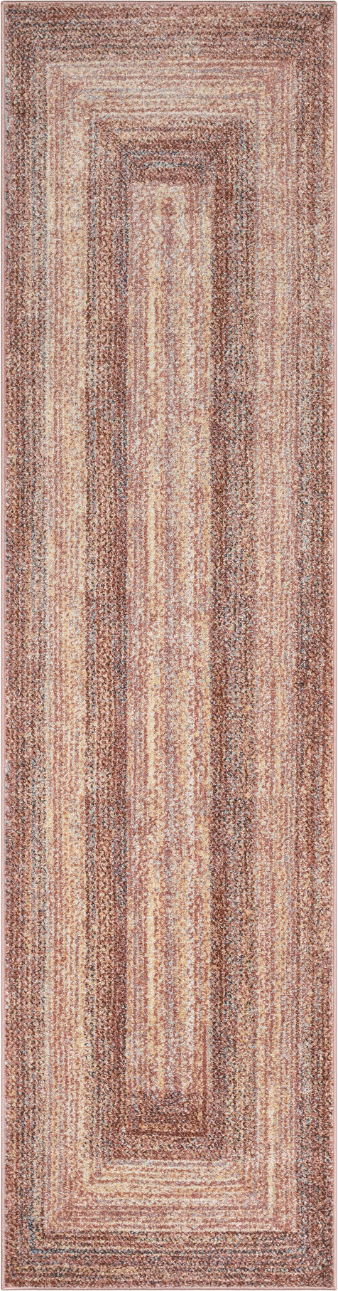 Chindi Bohemian Vintage Solid & Striped Multi-Color Blush Yellow Braided Pattern Rug