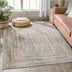 Chindi Bohemian Vintage Solid & Striped Multi-Color Light Blue Green Braided Pattern Rug