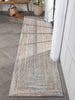 Chindi Bohemian Vintage Solid & Striped Multi-Color Light Blue Green Braided Pattern Rug