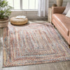 Chindi Bohemian Vintage Solid & Striped Multi-Color Blush Light Blue Braided Pattern Rug
