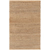 Laylani Farmhouse Jute Rug Hand-Braided Basket Weave Jute Rug Solid Pattern Natural/Gray Color