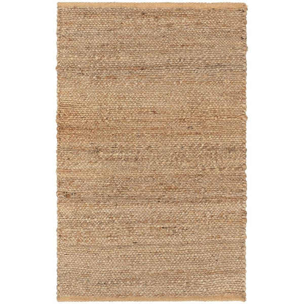 Laylani Farmhouse Jute Rug Hand-Braided Basket Weave Jute Rug Solid Pattern Natural/Gray Color
