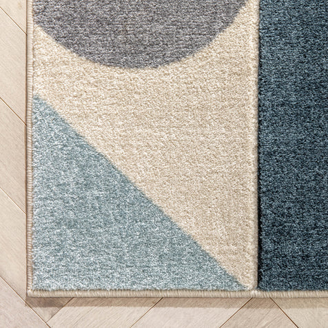 Dede Blue Mid-Century Modern Geometric Shapes Rug By Chill Rugs