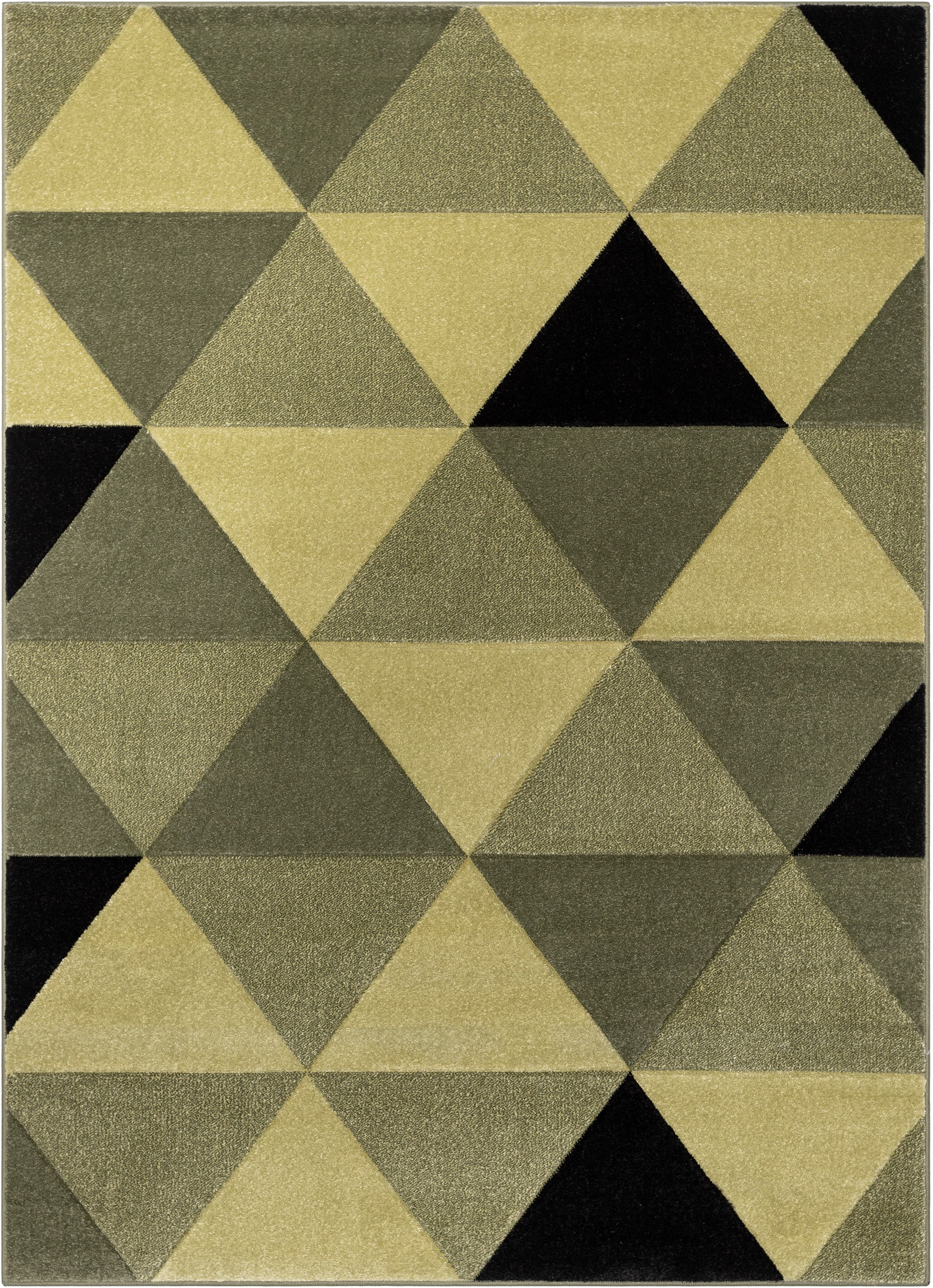 Rita Glam Geometric Triangles Green 5'3" x 7'3" High-Low Rug